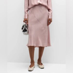 ATM Anthony Thomas Melillo Pink Satin Silk Bias Cut Midi Skirt Size Small